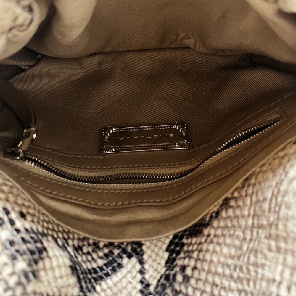 Elie Tahari Emory Cream Tan Snake Embossed Leather Chain Crossbody Shoulder Bag - Picture 5 of 6